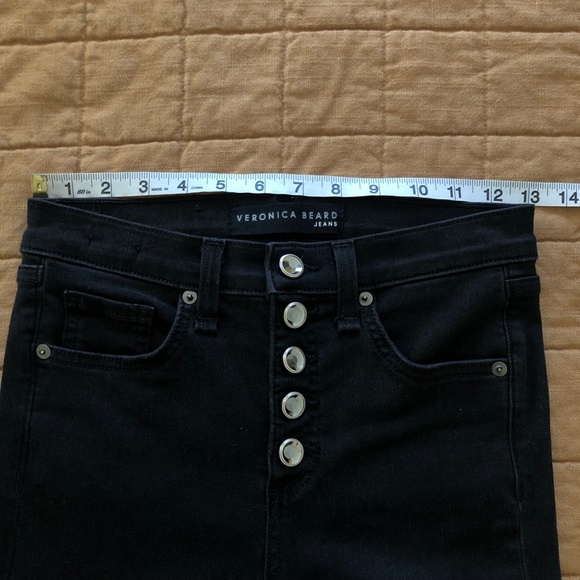❤️ Veronica Beard Debbie 10" Skinny Jeans Coal Rhinestone Buttons Black Size 25 - Picture 12 of 15